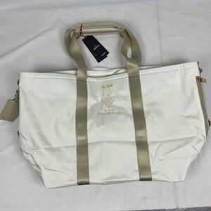 Tumi Essential Large East West Tote Bag Off White/Tan - NWT *EMBROIDERED* READ